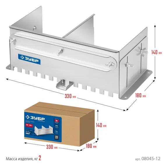 ЗУБР зуб 12*12 мм, до 600 мм, оцинкованная сталь, Раздвижная гребенка для плитки, ПРОФЕССИОНАЛ (08045-12)