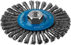 ЗУБР 115 мм, жгутированная стальная проволока 0.5 мм, щетка дисковая для УШМ, Профессионал (35192-115)