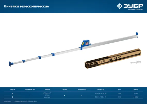 ЗУБР 5 м, телескопическая линейка, Профессионал (34385)