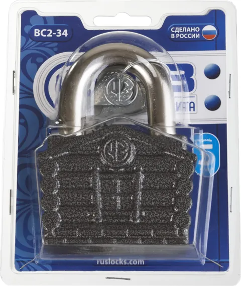 ВС2-34, 76.5 x 34 х 104 мм, дисковый механизм секрета, навесной замок (37220-34)