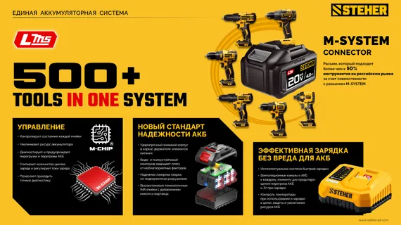 Бесщеточная дрель-шуруповерт, STEHER 20 В, 45 Н·м, без АКБ (LMS), (CB-45)