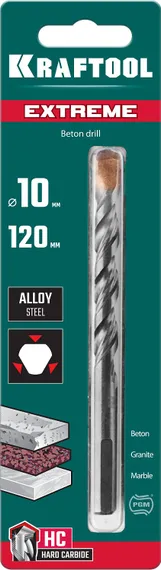 KRAFTOOL Extreme, 10 х 120 мм, трехгранный хвостовик, сверло по бетону (29166-120-10)