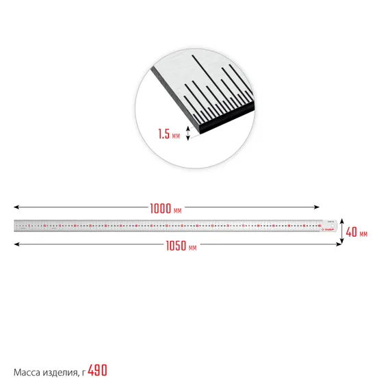 ЗУБР Про-100, длина 1.0 м, усиленная нержавеющая линейка, Профессионал (34280-100)