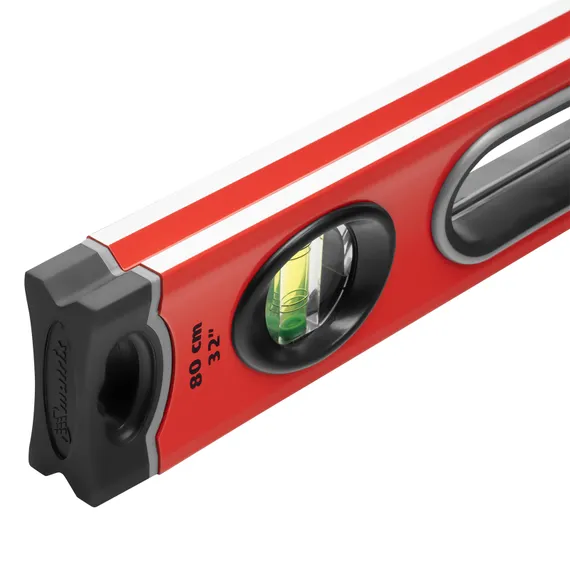 Уровень алюминиевый, 800 мм, 3 глазка, ударопрочные заглушки, двухкомпонентные ручки Matrix ProFI