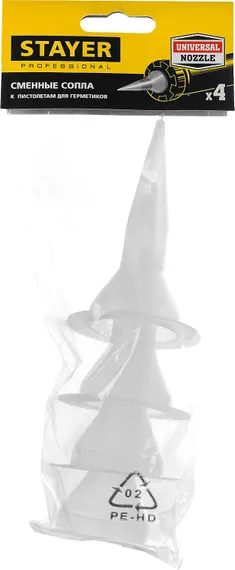 STAYER 4шт, запасные сопла для закрытых пистолетов для герметика (0673-S4)