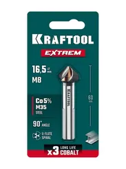 KRAFTOOL EXTREME Со5-А, d 16.5х10х60 мм, Z3, 90°, сталь M35, U-образная спираль, зенковка (29734-8)