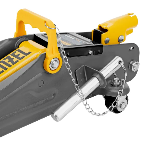 Домкрат гидравлический подкатной с фиксатором, 2 т, 130-330 мм, в кейсе Denzel