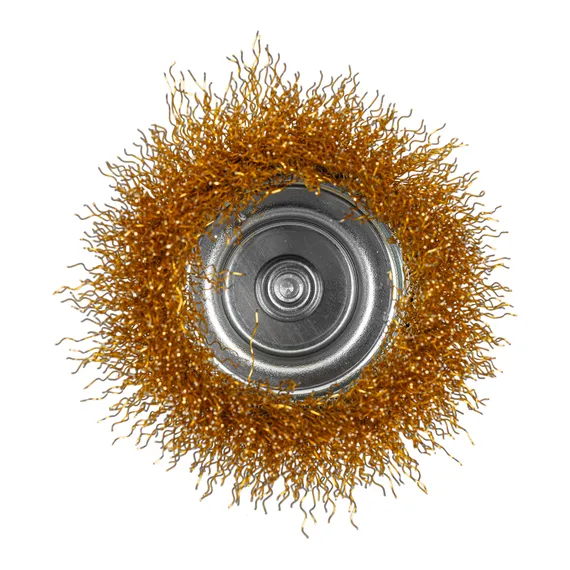 Щетка для дрели, 75 мм, "чашка" со шпилькой, латунированная витая проволока Matrix