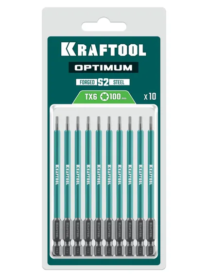 KRAFTOOL OPTIMUM TX 6, 100 мм, 10 шт, биты (26126-6-100-S10)