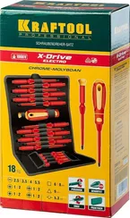 KRAFTOOL Х-Drive Electro, 18 предм, набор высоковольтных отверток (220092-H18)