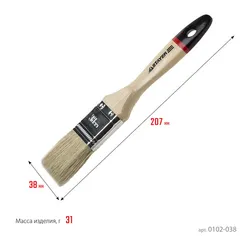 STAYER UNIVERSAL - EURO, 38 мм, 1.5″, светлая натуральная щетина, деревянная ручка, все виды ЛКМ, плоская кисть (0102-038)