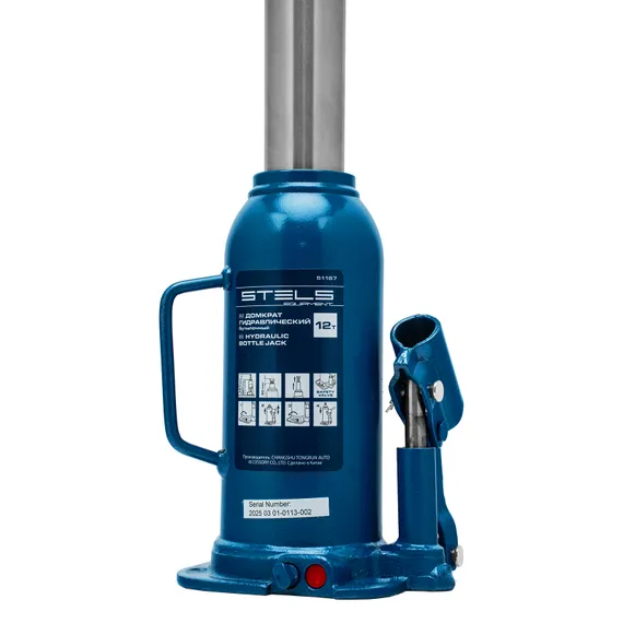 Домкрат гидравлический бутылочный, 12 т, h подъема 227-457 мм Stels