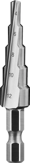 ЗУБР 4-12 мм, 5 ступеней, сталь Р6М5, ступенчатое сверло, Профессионал (29670-4-12-5)