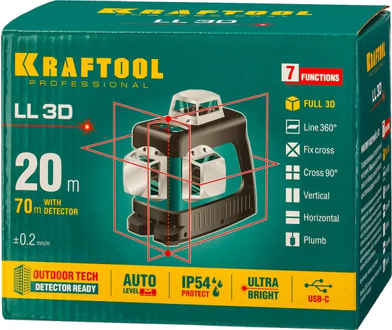 Лазерный нивелир KRAFTOOL LL 3D (34640)