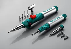 KRAFTOOL SolderGas, 120 K, 30 - 120 Вт, 1300°С, горелка, фен, пьезоподжиг, набор 10 в 1, газовый паяльник (55503-H10)