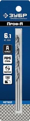 ЗУБР ПРОФ-А, 6.1 х 101 мм, сталь Р6М5, класс А, сверло по металлу, Профессионал (29625-6.1)