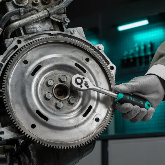 Набор торцевых головок, 3/8", головки 7 - 22 мм, с трещот. ключом, CrV,11 предметов Stels