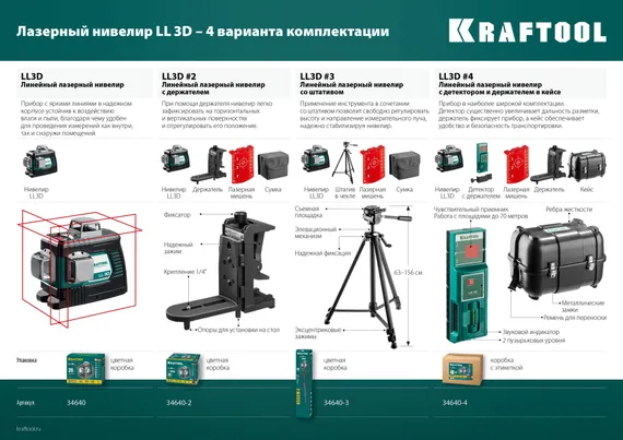 KRAFTOOL LL 3D, лазерный нивелир (34640)