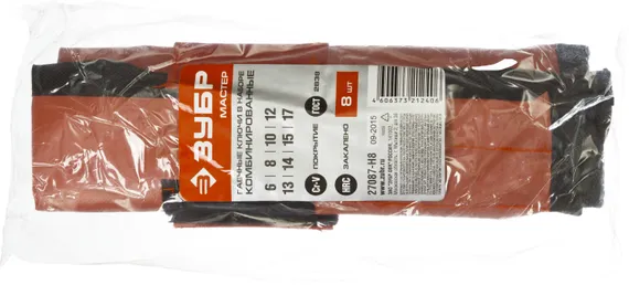 ЗУБР 8 шт, 6-17 мм, Набор комбинированных гаечных ключей (27087-H8)