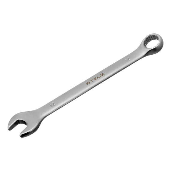 Ключ комбинированный, 12 мм, CrV, матовый хром Stels
