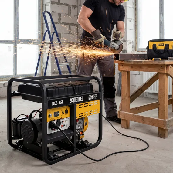 Генератор дизельный DES-85E, 8,5 кВт, 230 В, 16 л, электростартер Denzel
