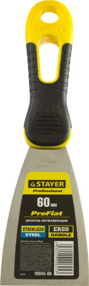 STAYER PROFlat, 60 мм, х-образное профилированное полотно, облегченная двухкомпонентная ручка, нержавеющий шпатель, Professional (10045-06)