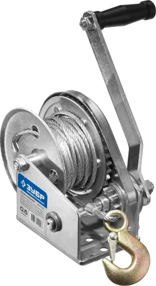 ЗУБР 0.5 т, 8 м, ручная барабанная подъемная тросовая лебедка, Профессионал (43117-0.5)