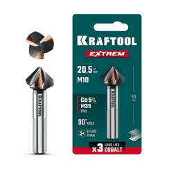 KRAFTOOL EXTREME Со5-А, d 20.5х10х63 мм, Z3, 90°, сталь M35, U-образная спираль, зенковка (29734-10)