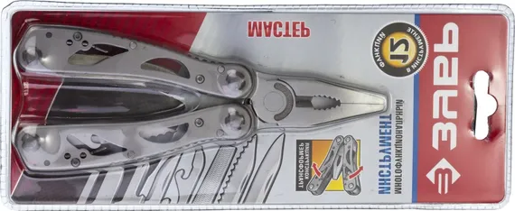 ЗУБР МАСТЕР, мультитул, 12 в 1, облегченные стальные ручки, нейлоновый чехол, 105 мм (47752)