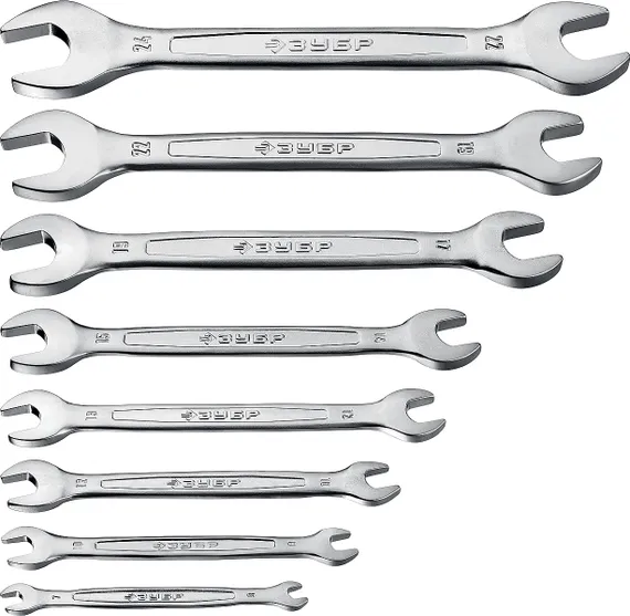 ЗУБР 8 шт, 6 - 24 мм, набор рожковых гаечных ключей, Профессионал (27011-H8)