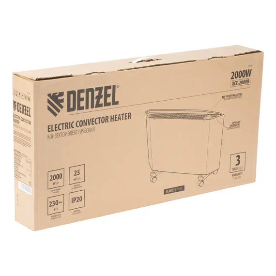 Конвектор электрический XCE-2000 B, 230 В, 2000 Вт, X-образный нагреватель Denzel