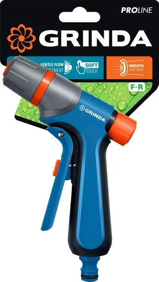 GRINDA F-R, курок спереди, двухкомпонентный, плавная регулировка напора, поливочный пистолет, PROLine (429121)