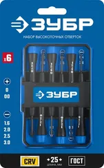 ЗУБР TX-6, 6 шт, набор отверток для точных работ, Профессионал (25658-H6)