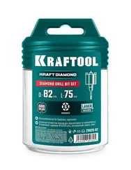 KRAFTOOL DIAMOND d 82 мм (М16, рабочая глубина 75 мм, лазерная сварка), Алмазная Коронка для подрозетников (29820-82)
