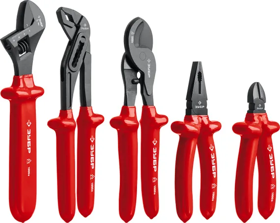 ЗУБР 12 предм., набор диэлектрического губцевого инструмента, Профессионал (2214-H12)