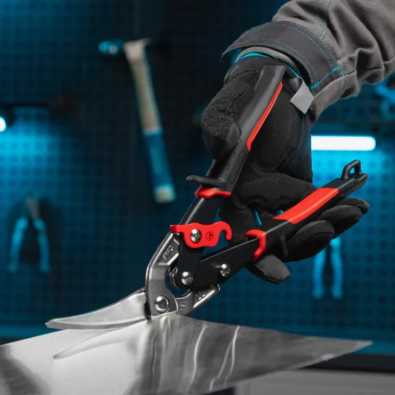 Ножницы по металлу "Piranha", 270 мм, прямой и левый проходной рез, сталь СrMo, двухкомпонентные рукоятки Gross