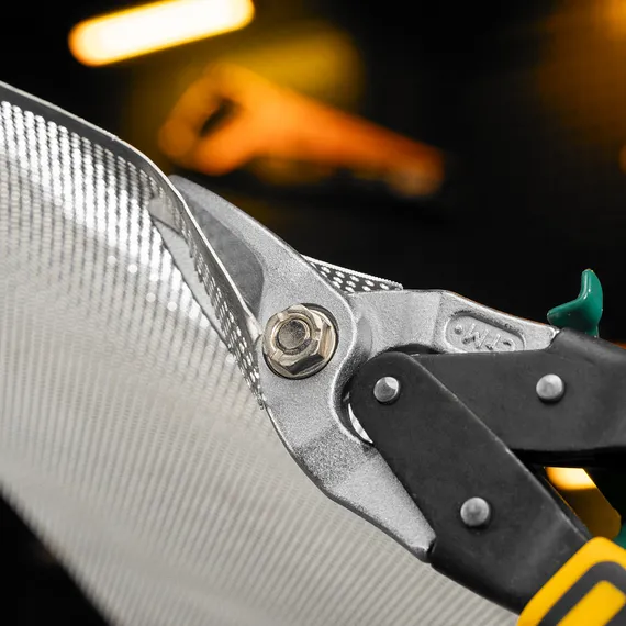 Ножницы по металлу, 270 мм, прямой и правый рез, сталь-СrMo, трехкомпонентные рукоятки Denzel