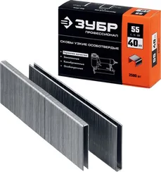ЗУБР скобы тип 55 (90/C), 40 мм, калибр 18GA. 2500 шт. Профессионал (31855-40)
