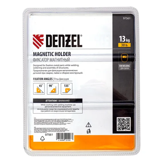 Фиксатор магнитный отключаемый для сварочных работ усилие 30 LB, 45х90 град. Denzel