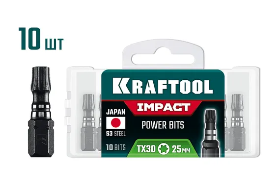 KRAFTOOL Impact TX 30, 25 мм, 10 шт, ударные биты (26195-30-25-S10)
