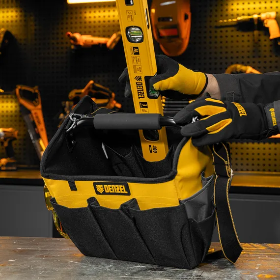 Переноска для инструмента, 260х240х300 мм, 22 кармана, наплечный ремень Denzel