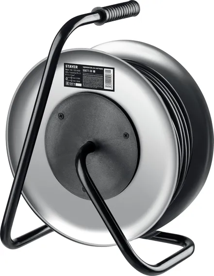 STAYER PRO-315, КГ, 3 x 1.5 мм2, 30 м, 3700 Вт, IP44, силовой удлинитель на стальной катушке (55077-30)