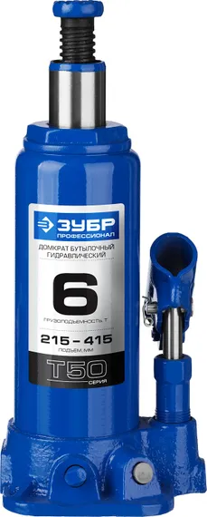 ЗУБР 6 т, 215 - 415 мм, бутылочный гидравлический домкрат, Профессионал (43060-6)