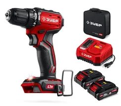 Бесщеточная дрель-шуруповерт, ЗУБР 20 В, 45 Н·м, 2 АКБ LMS (2 А·ч), сумка (ДБ-45-22)