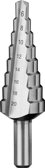 ЗУБР 6-20 мм, 8 ступеней, сталь Р6М5, ступенчатое сверло, Профессионал (29670-6-20-8)