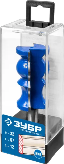 ЗУБР 32 x 57 мм, хвостовик 12 мм, фреза кромочная фигурная №8, Профессионал (28719-32)