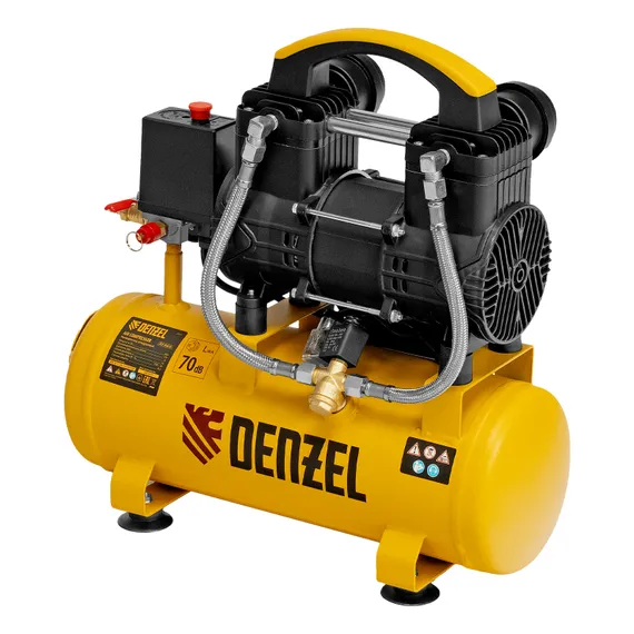 Компрессор безмасл. малошумный DLP-950/10, 950Вт,10 л, 2850 об/мин, 170 л/мин Denzel
