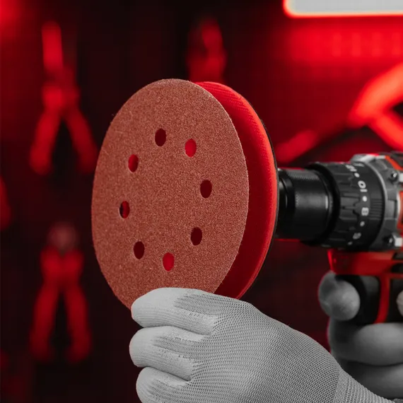 Круг абразивный на ворсовой подложке под "липучку", перфорированный, P 100, 125 мм, 5 шт Matrix