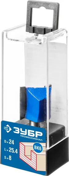 ЗУБР 24 x 25 мм, хвостовик 8 мм, фреза пазовая прямая, Профессионал (28753-24-25)