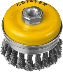 STAYER 80 мм, жгутированная стальная проволока 0.5 мм, чашечная щетка-крацовка для УШМ, Professional (35137-080)